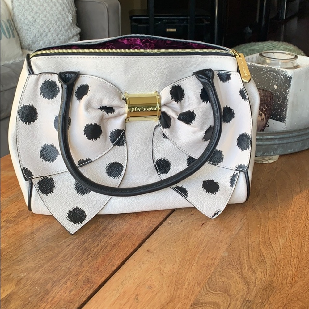Betsy Johnson small tote with pattern detail